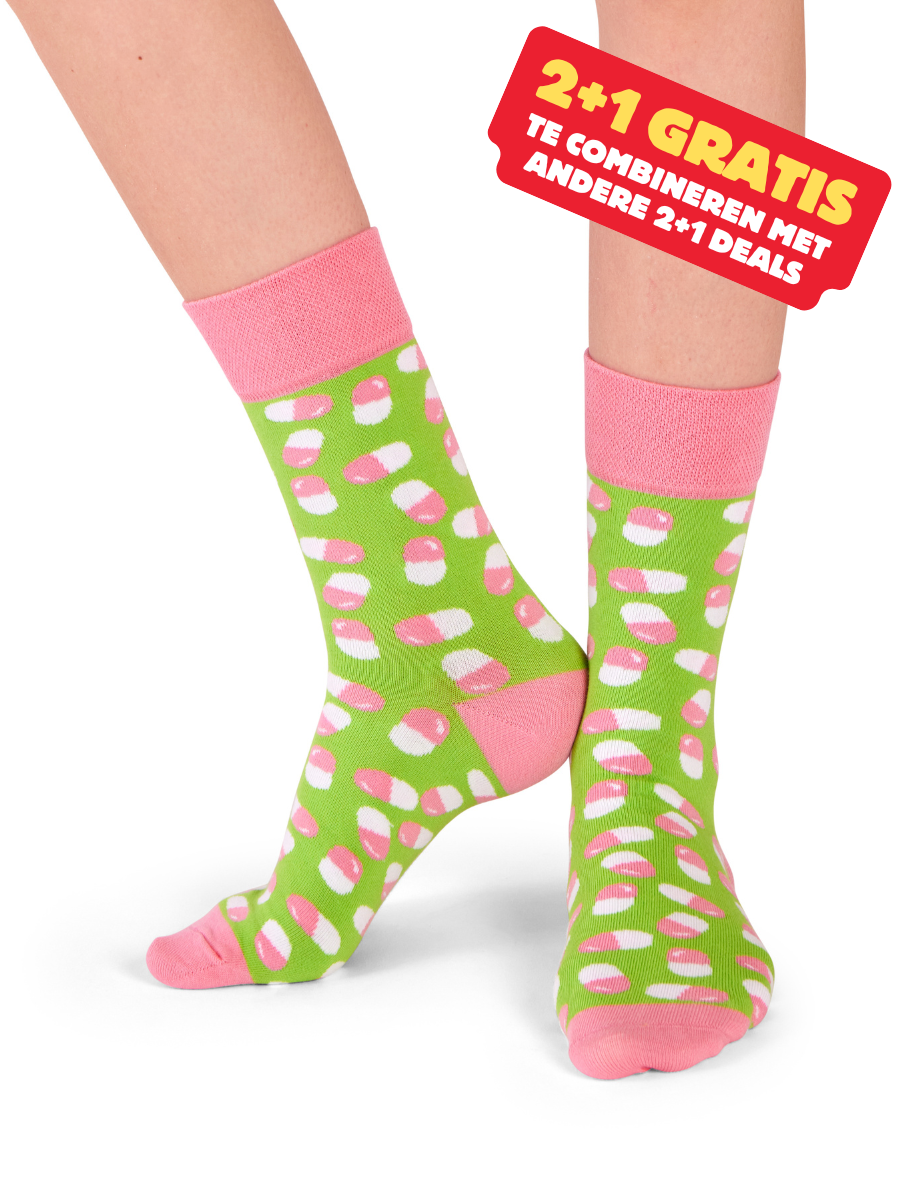 Medicatie | Pillen Sokken Groen Roze!