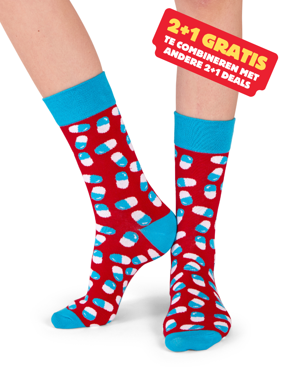 Medicatie | Pillen Sokken Rood Blauw