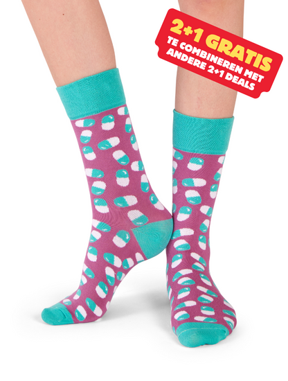 Medicatie | Pillen Sokken Paars Groen!