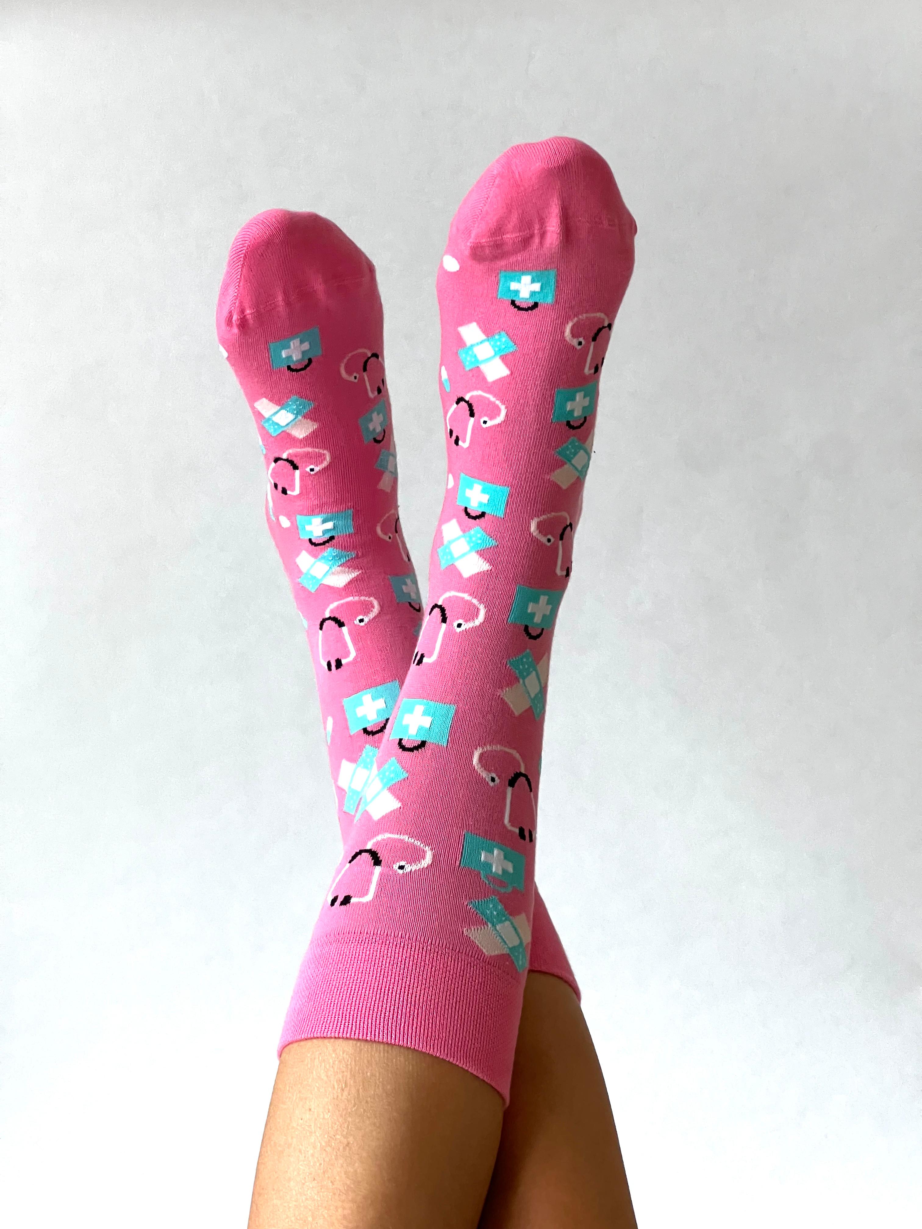 Zorg Sokken Roze/blauw