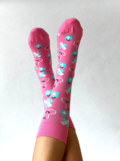 Zorg Sokken Roze/blauw