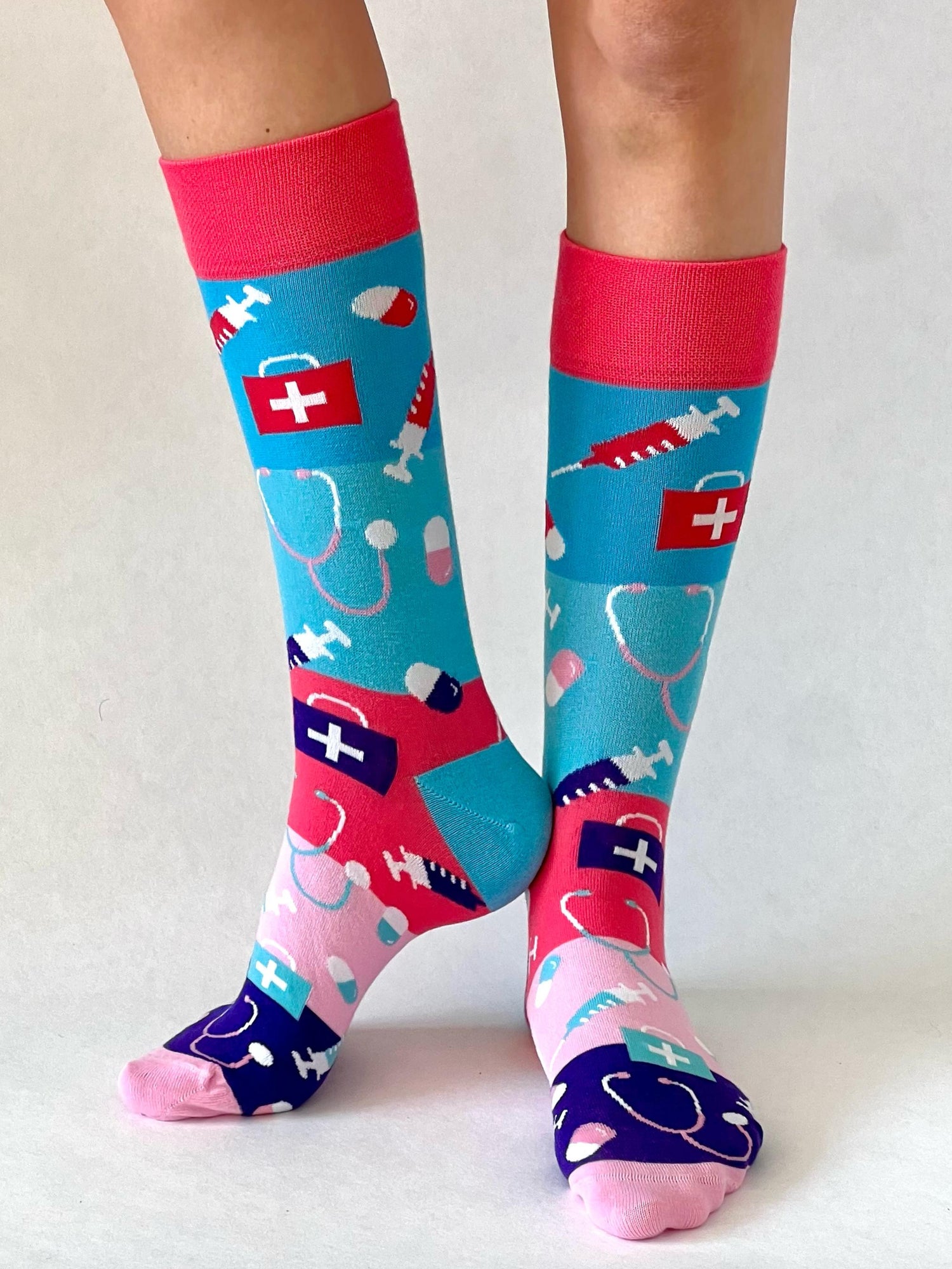 Zorg Sokken Roze/Paars/Blauw