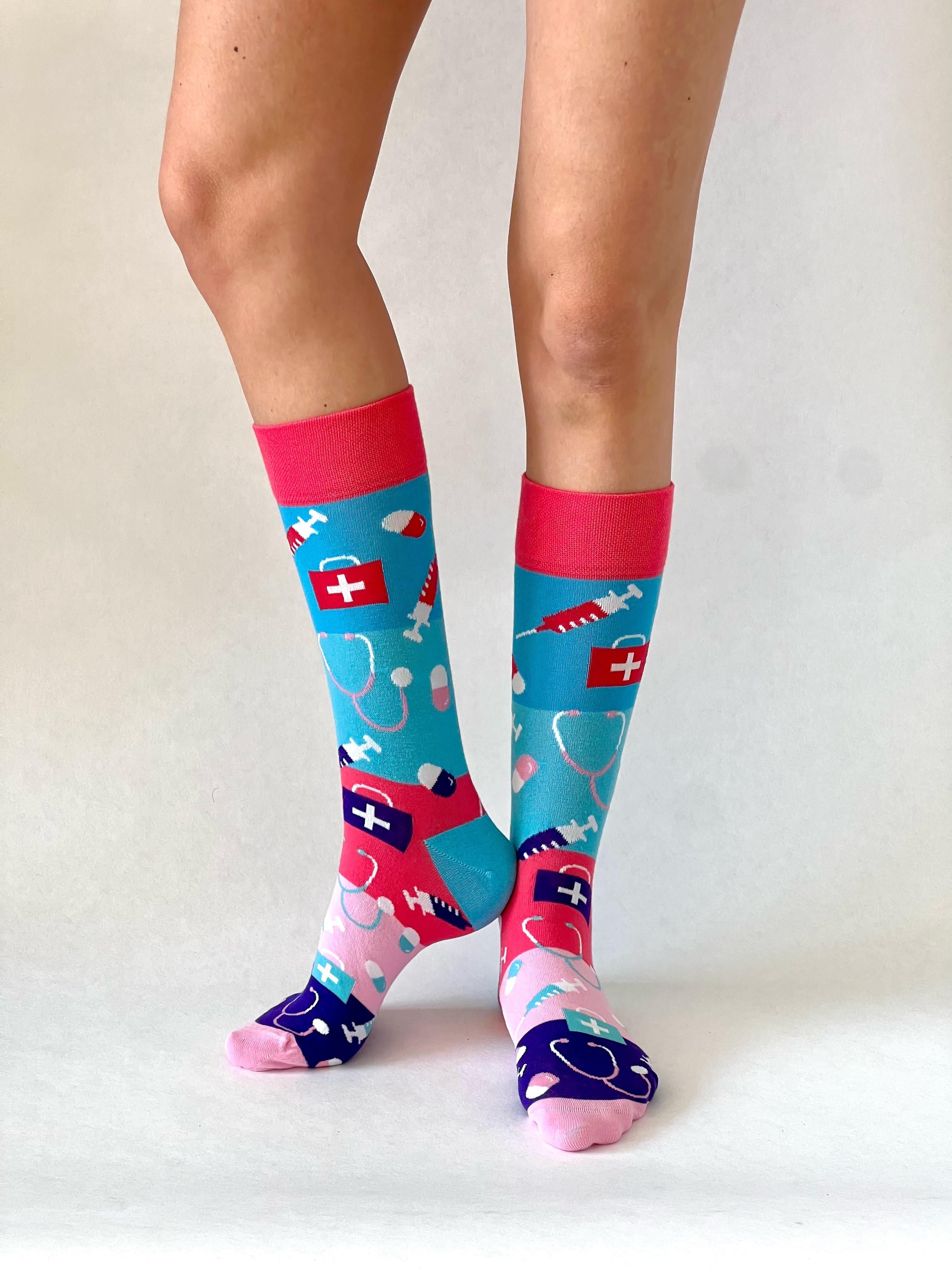 Zorg Sokken Roze/Paars/Blauw