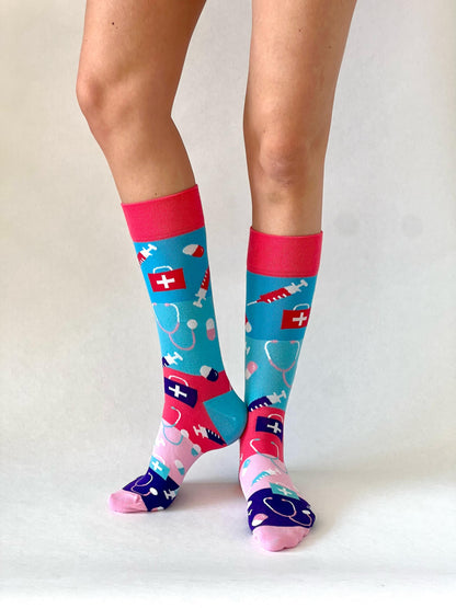 Zorg Sokken Roze/Paars/Blauw